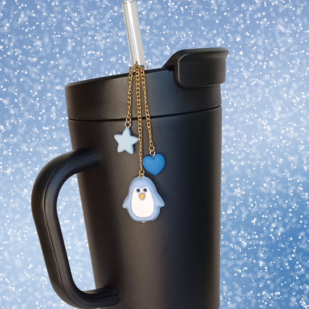 Blue Holiday Penguin Tumbler Charm