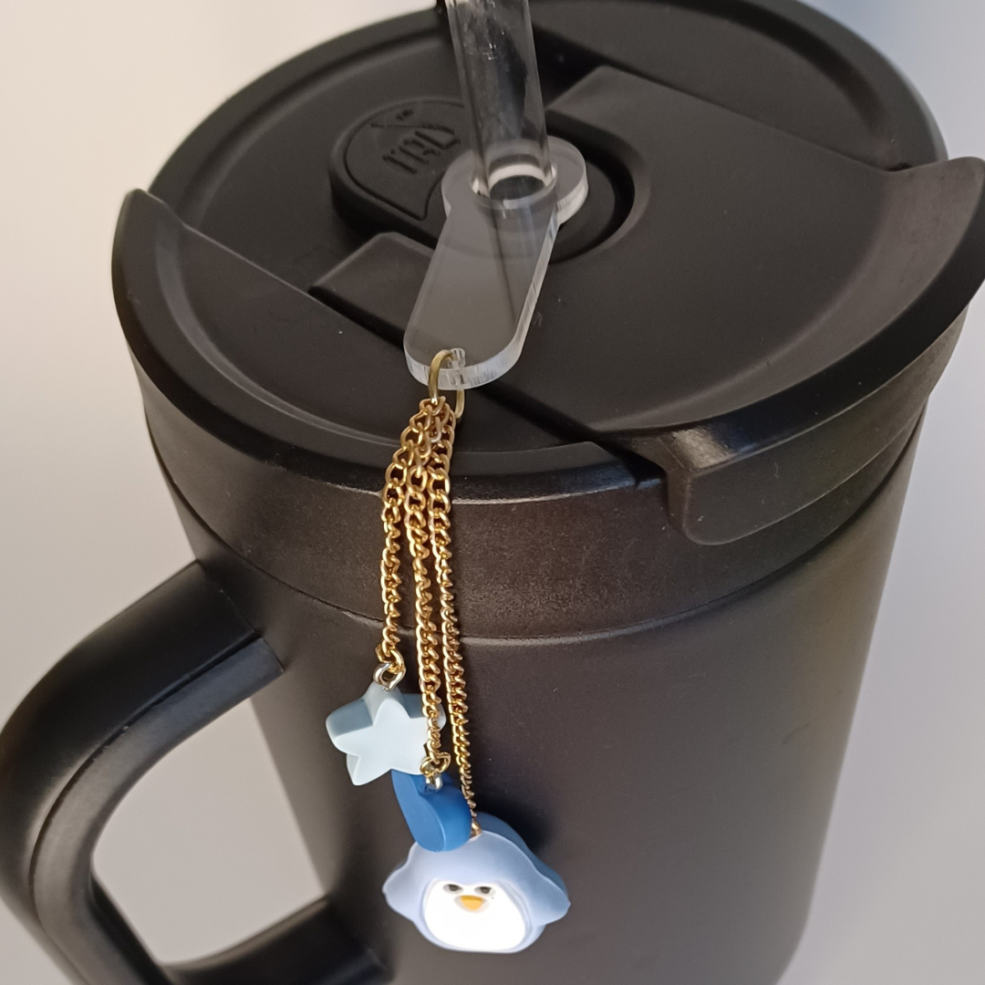 Blue Holiday Penguin Tumbler Charm