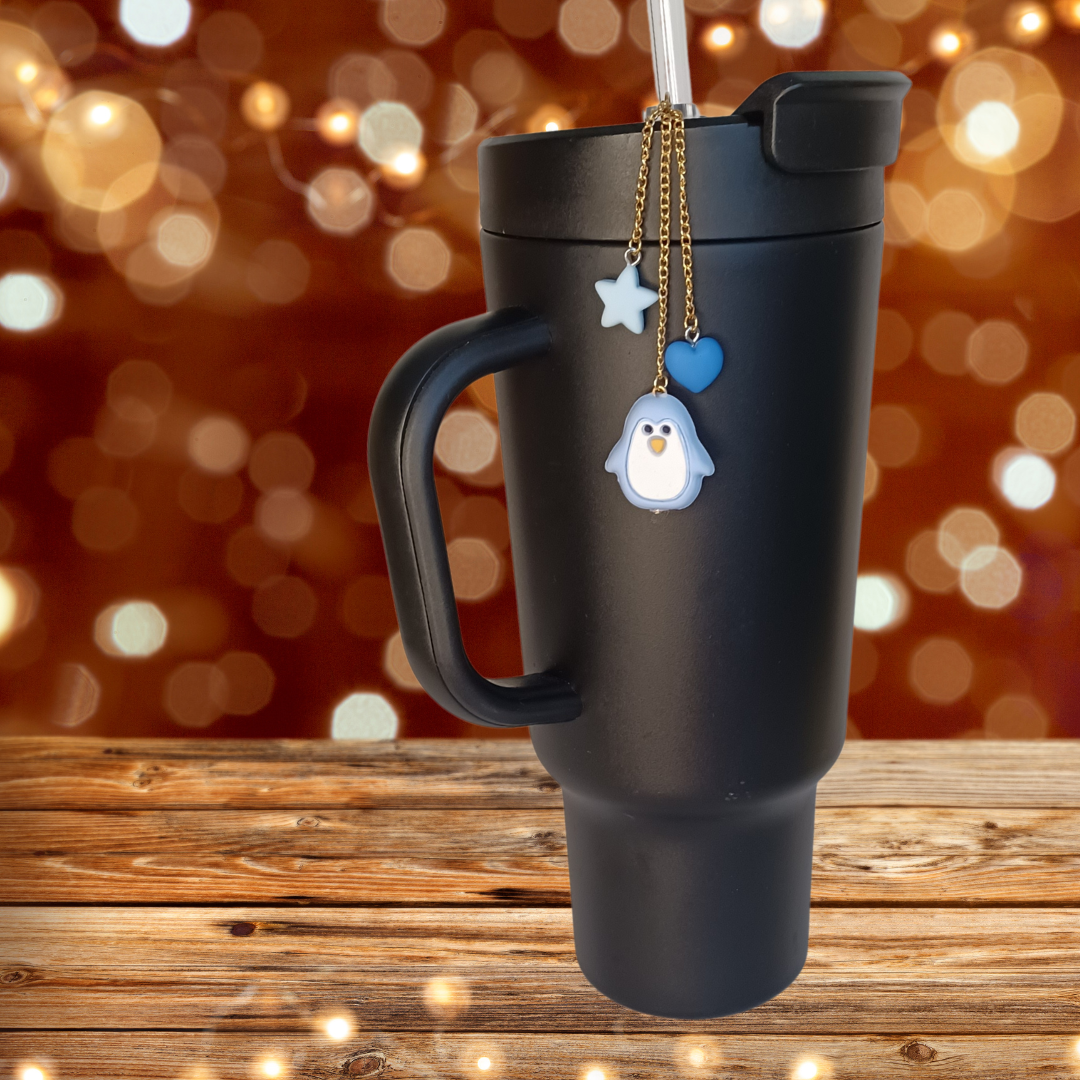 Blue Holiday Penguin Tumbler Charm