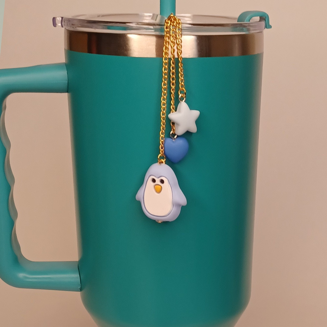 Blue Holiday Penguin Tumbler Charm