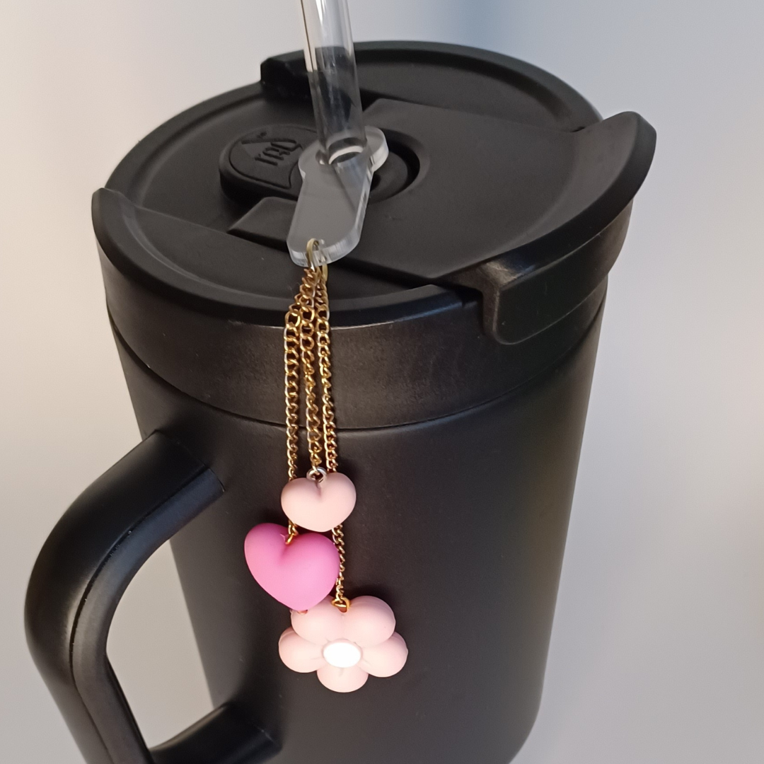 Pink Flower Tumbler charm