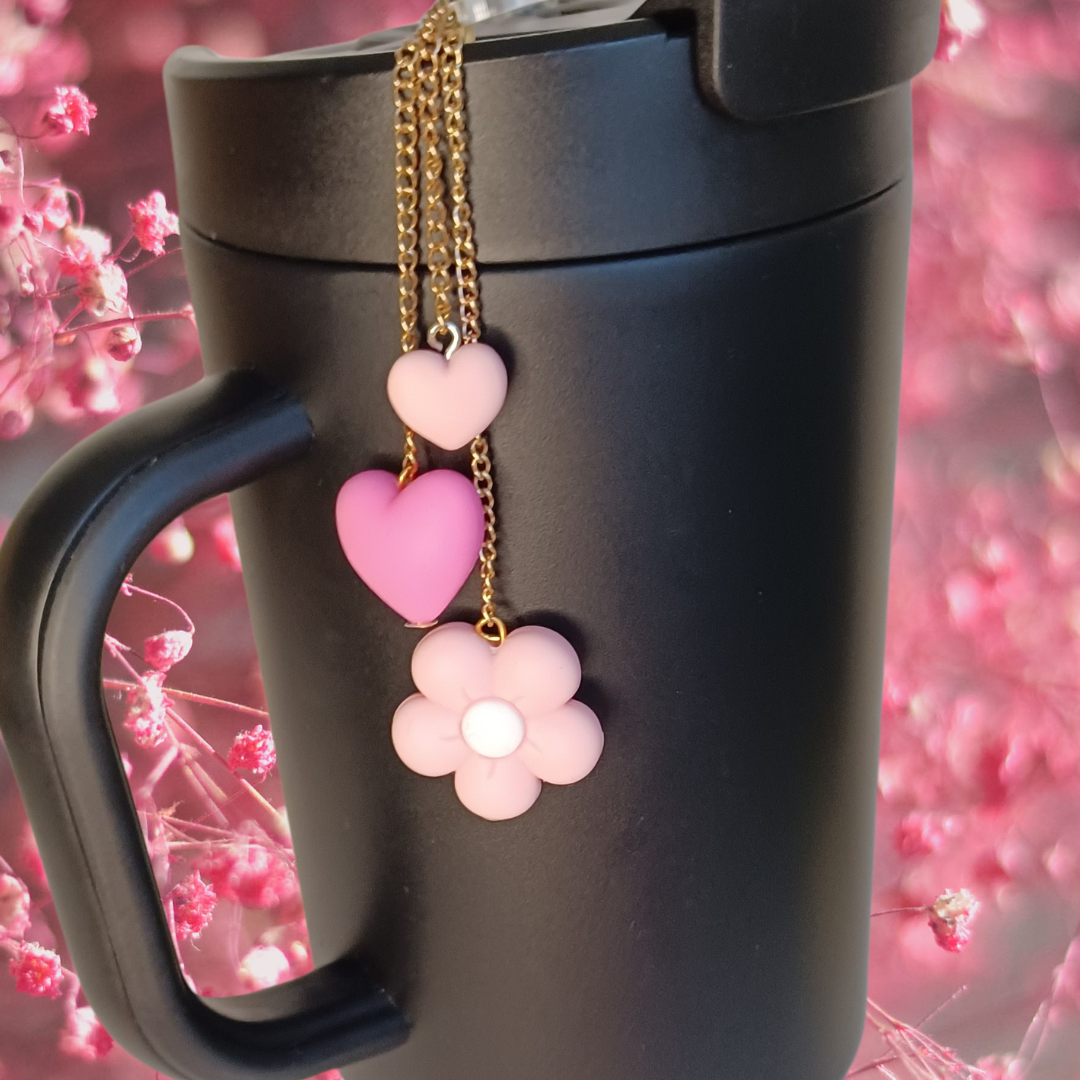 Pink Flower Tumbler charm