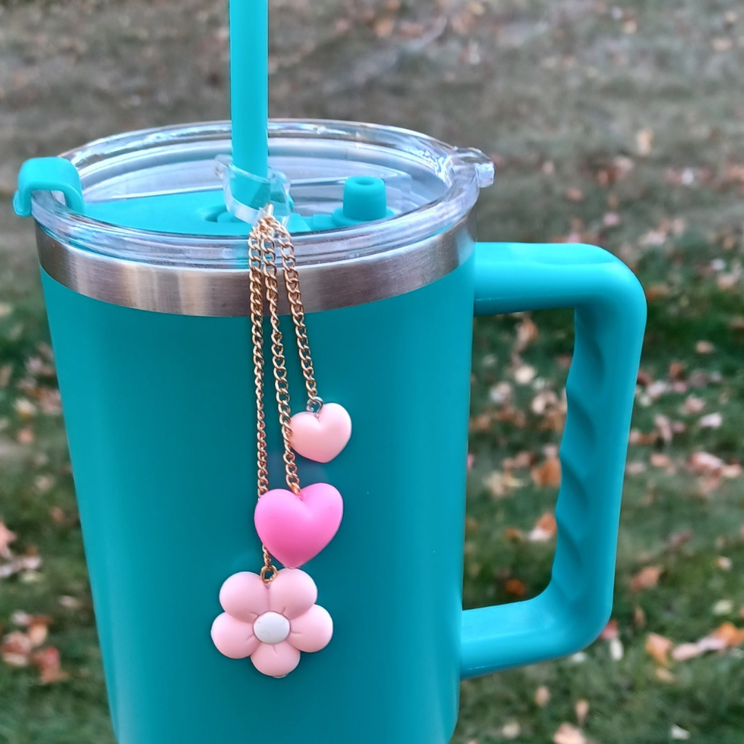 This years christmas trend perfect stocking stuffer for christmas. Pink flwer tumbler charms